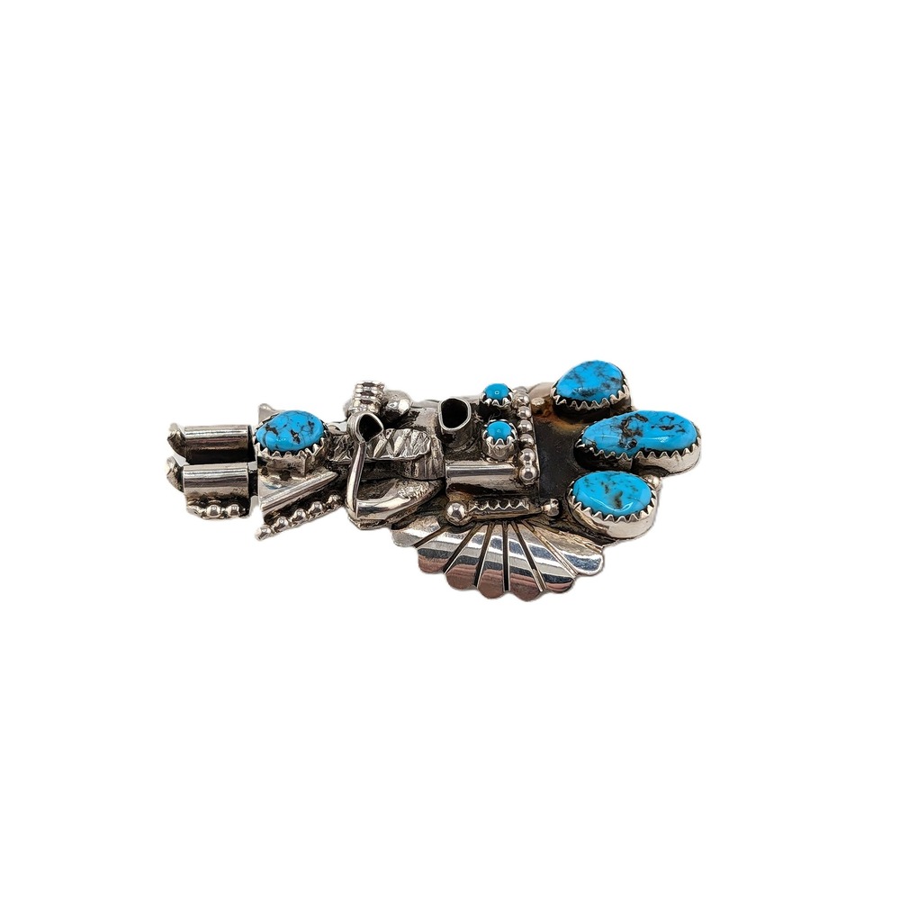Navajo Kachina Pendant Brooch Pin Signed Doris Smallcanyon Kingman Turquoise** - Picture 4 of 6
